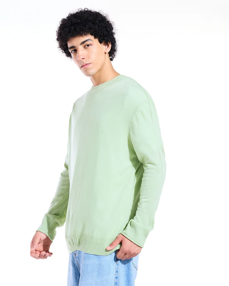 بيواكوف Men's Green Oversized Sweater